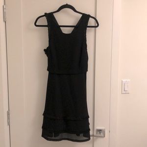 Sandro black fringe cocktail dress